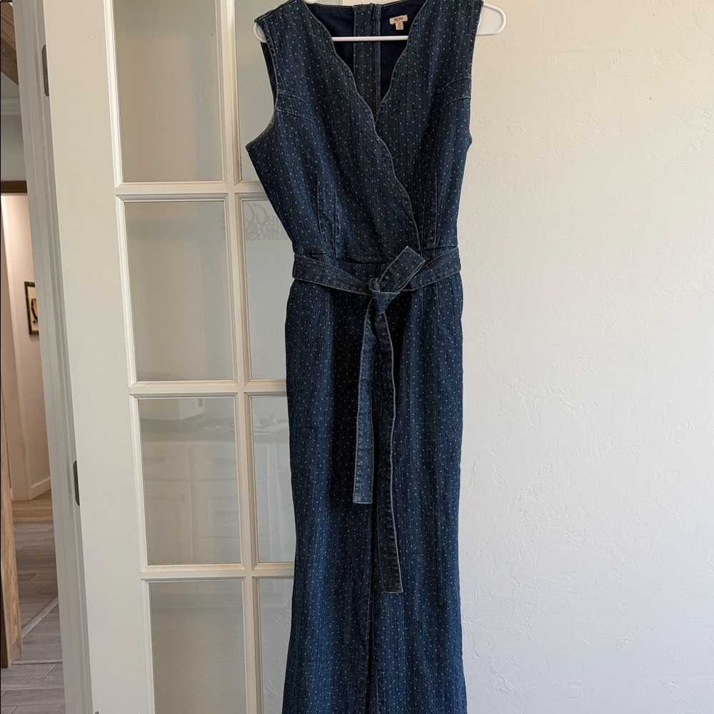 Reba Westward Canyon Denim Sleeveless Jumpsuit